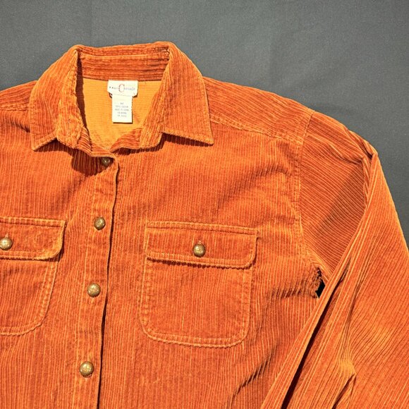 Dalia Casuals Women's Heavy Corduroy Shirt Medium Rust 100% Cotton Long Sleeve - Picture 1 of 8
